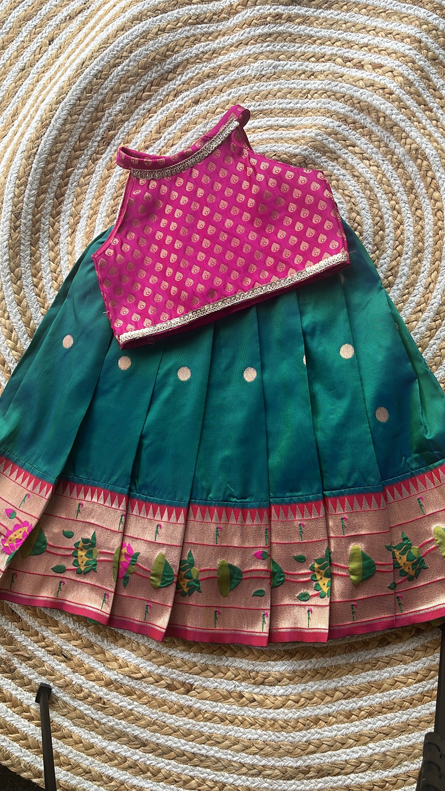 Ethnic skirt and top - peacock green