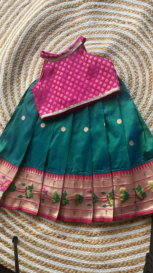 Ethnic skirt and top - peacock green