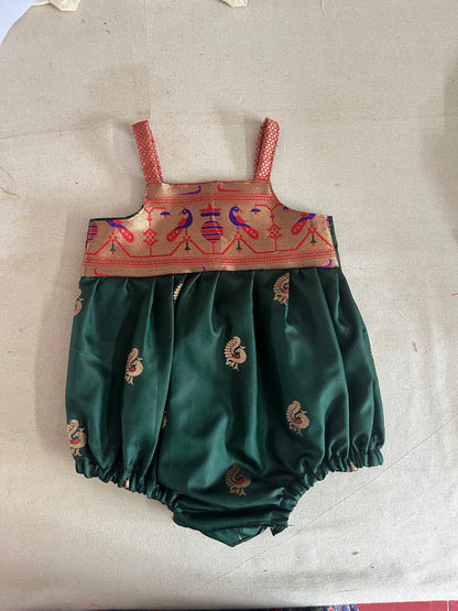 Green romper -silk