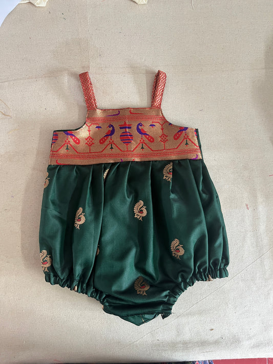 Green romper -silk