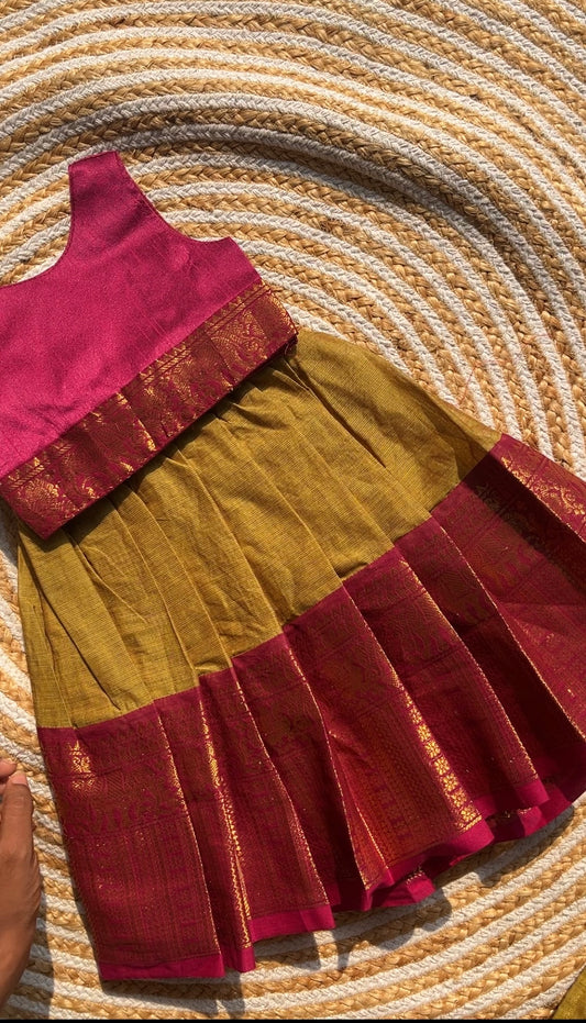 Ethnic skirt and top- green and purple
