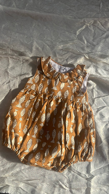 Block print romper-girls