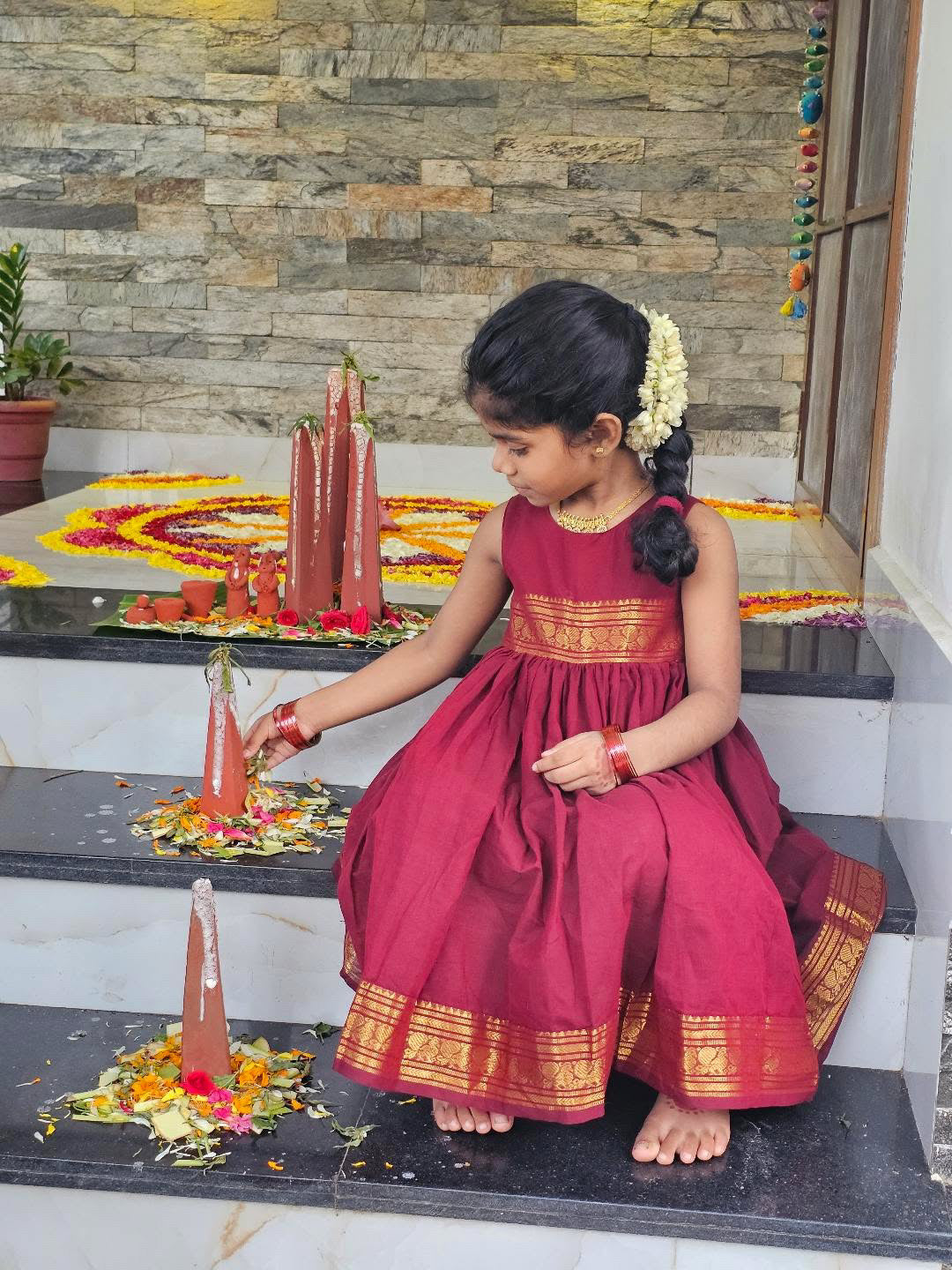 Maroon knee length frock
