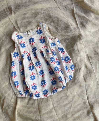 Cloud romper 2.0-Cotton Romper for Baby Girls - Breathable Summer Wear