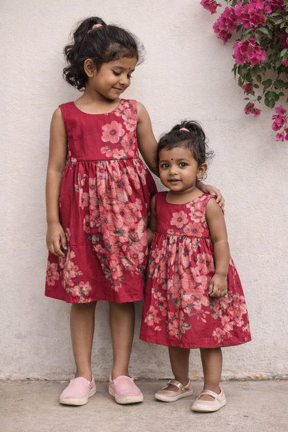 Cotton frock- PINK FLORAL
