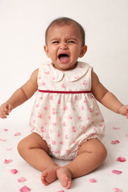 Pink floral romper -cotton