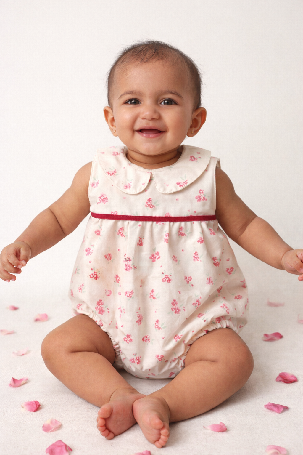 Pink floral romper -cotton