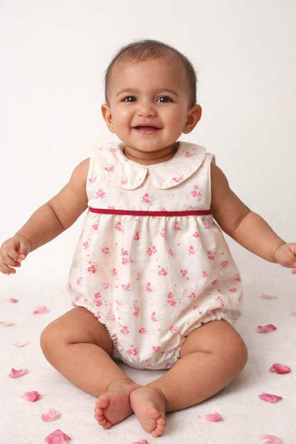 Pink floral romper -cotton