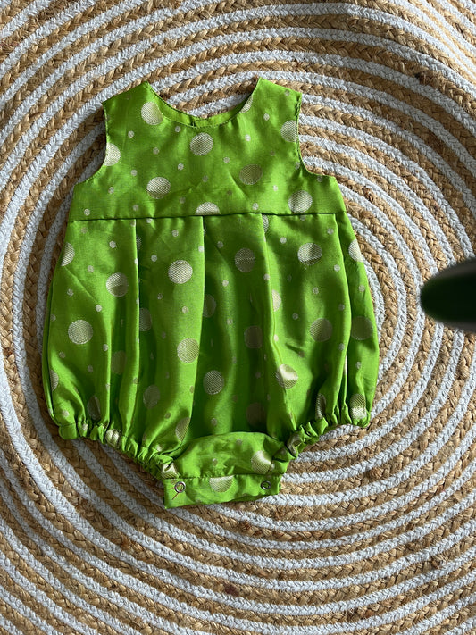 Parrot green silk romper