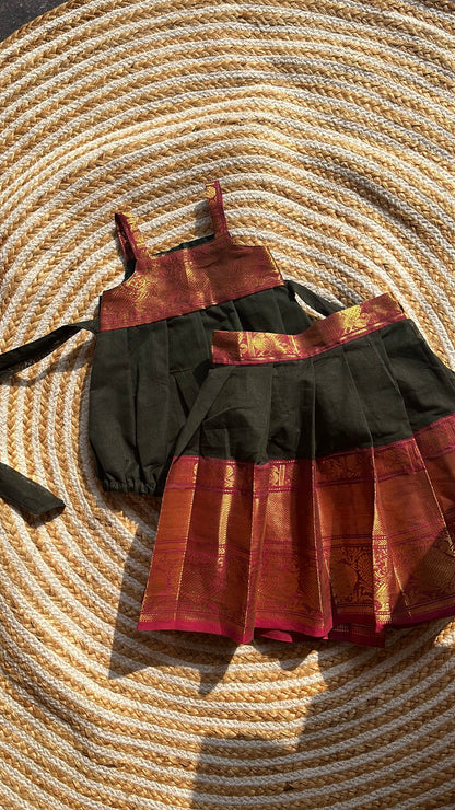 3 in one romper and skirt - bottle green