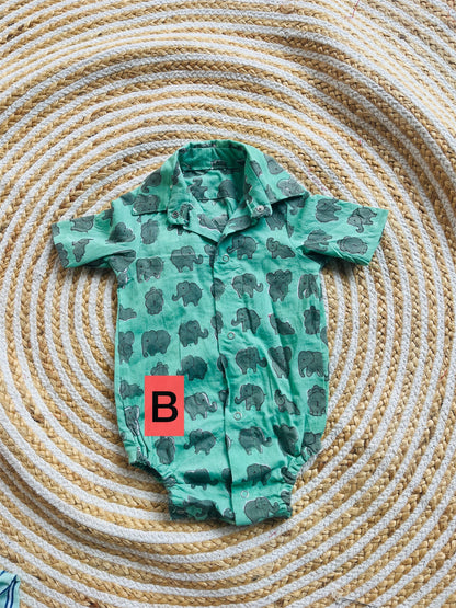Block print unisex romper