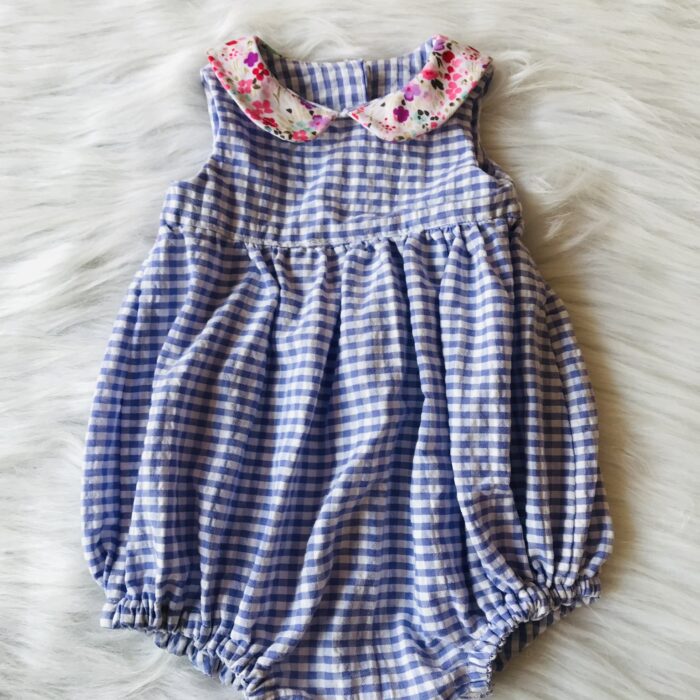 Blue check romper