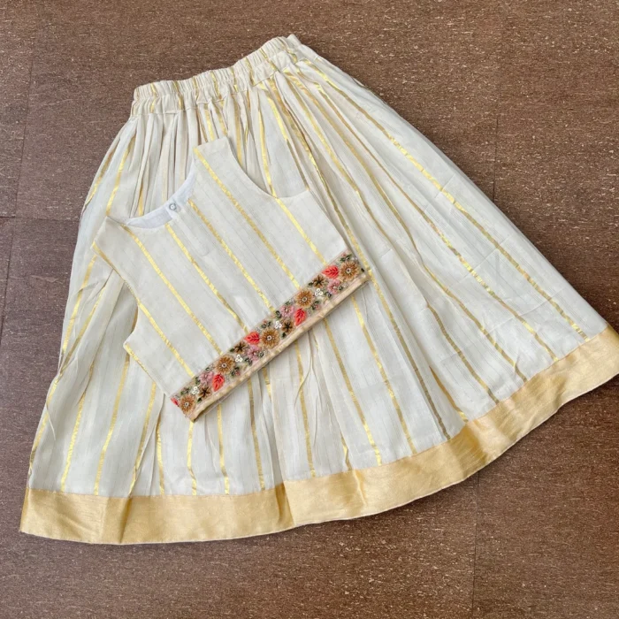 Ethnic skirt and top-cream