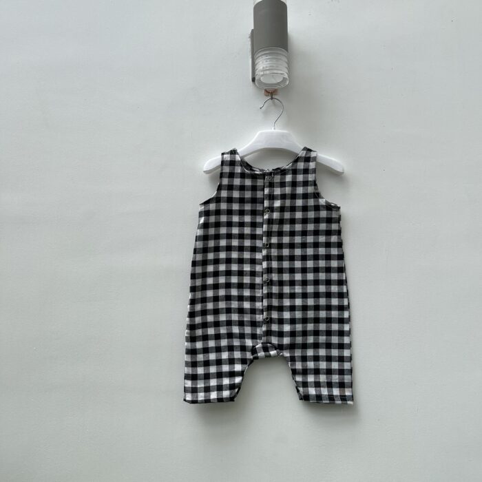 Black and white check romper