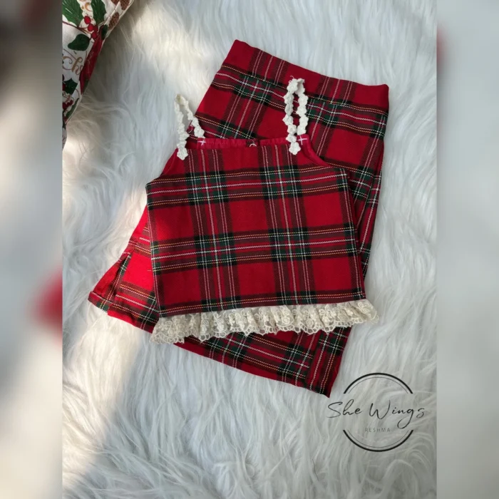 Red check skirt n top