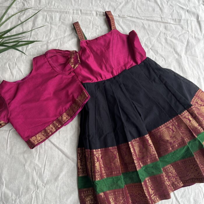 2. Ethnic skirt and top- black and purple