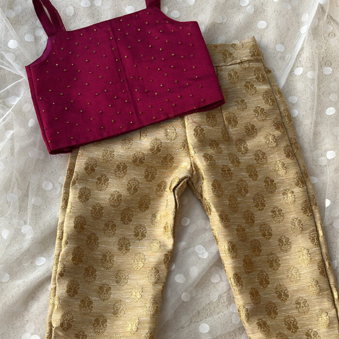 Brocade tube pant and top set