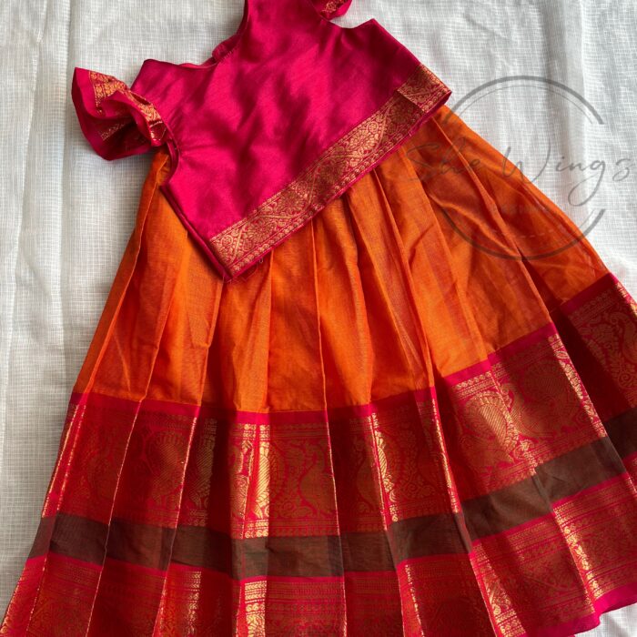 Ethnic skirt and top- orange and pink