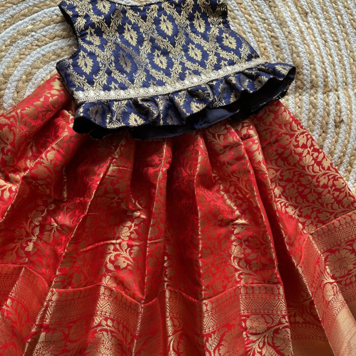 Ethnic skirt and top-red and blue