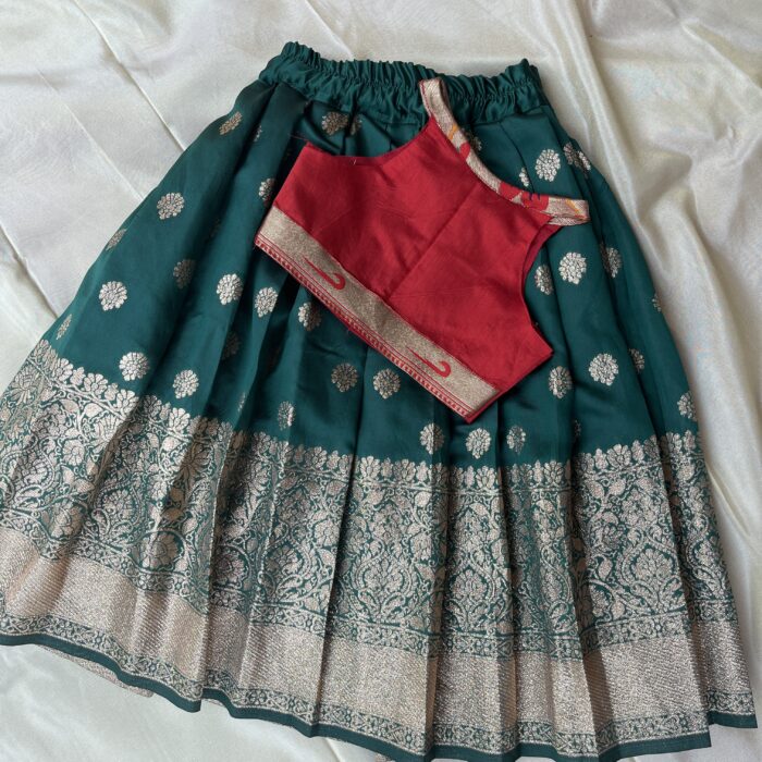 Ethnic skirt and top-green , red