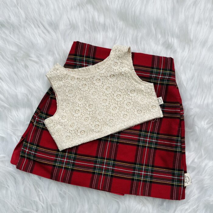 Christmas check skirt n top (Copy)