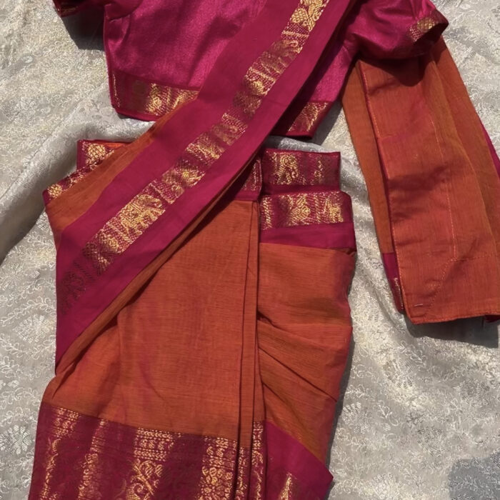 Pre pleated Saree-0-5 years orange