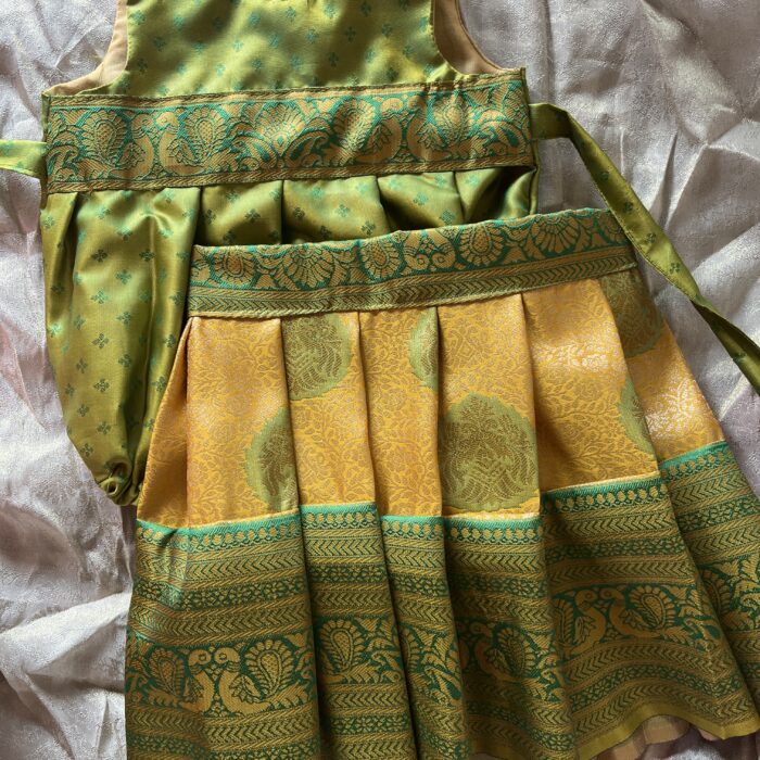 3 in one romper + skirt   (green and yellow )