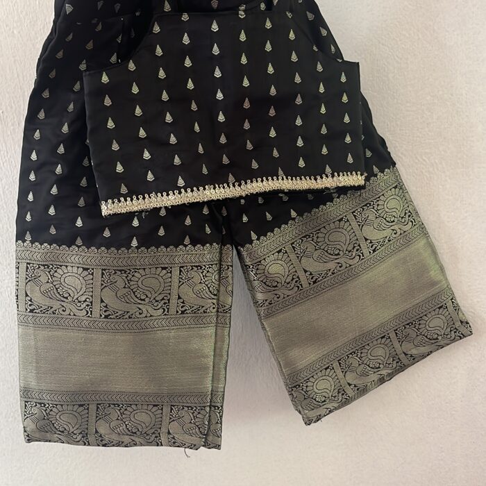 Brocade tube pant and top set ( black silver Zari)