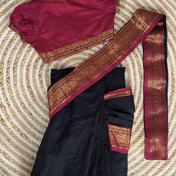 Pre pleated Saree-0-5 years black