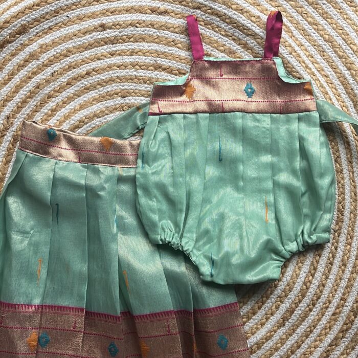 3 in one romper and skirt- sea green